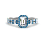 Load image into Gallery viewer, emerald-cut-blue-topaz-halo-wedding-ring-set-in-white-gold-FD8523EMGICBLTO-NL-WG
