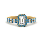 Load image into Gallery viewer, emerald-cut-blue-topaz-halo-wedding-ring-set-in-yellow-gold-FD8523EMGICBLTO-NL-YG
