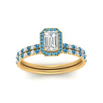 Load image into Gallery viewer, emerald-cut-blue-topaz-halo-wedding-ring-set-in-yellow-gold-FD8523EMGICBLTO-NL-YG
