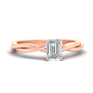 Emerald Cut Braided Shank Solitaire Engagement Ring