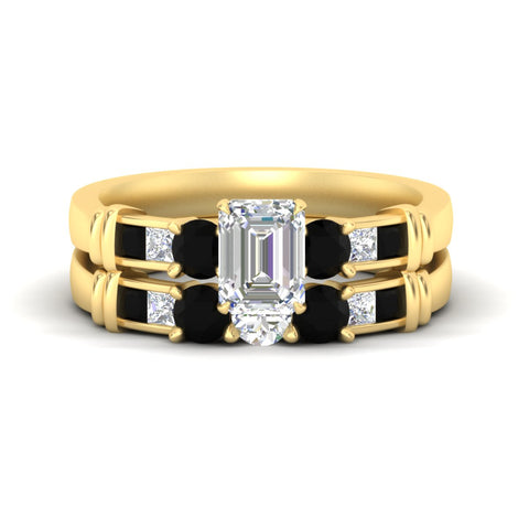 emerald-cut-bridal-ring-set-with-black-diamond-princess-channel-accents-in-yellow-gold-fdens286emgblacksleep-nl-yg.jpg