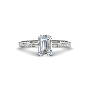 Emerald Cut Pave Band with Cathedral Ring