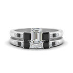 Load image into Gallery viewer, emerald-cut-channel-three-stone-diamond-engagement-ring-with-black-diamond-in-white-gold-FDENS205EMGBLACK-NL-WG.jpg

