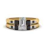 Load image into Gallery viewer, emerald-cut-channel-three-stone-diamond-engagement-ring-with-black-diamond-in-yellow-gold-FDENS205EMGBLACK-NL-YG.jpg

