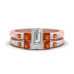 Load image into Gallery viewer, emerald-cut-channel-three-stone-diamond-engagement-ring-with-orange-sapphire-in-rose-gold-FDENS205EMGSAOR-NL-RG.jpg
