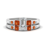 Load image into Gallery viewer, emerald-cut-channel-three-stone-diamond-engagement-ring-with-orange-sapphire-in-white-gold-FDENS205EMGSAOR-NL-WG.jpg
