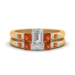 Load image into Gallery viewer, emerald-cut-channel-three-stone-diamond-engagement-ring-with-orange-sapphire-in-yellow-gold-FDENS205EMGSAOR-NL-YG.jpg

