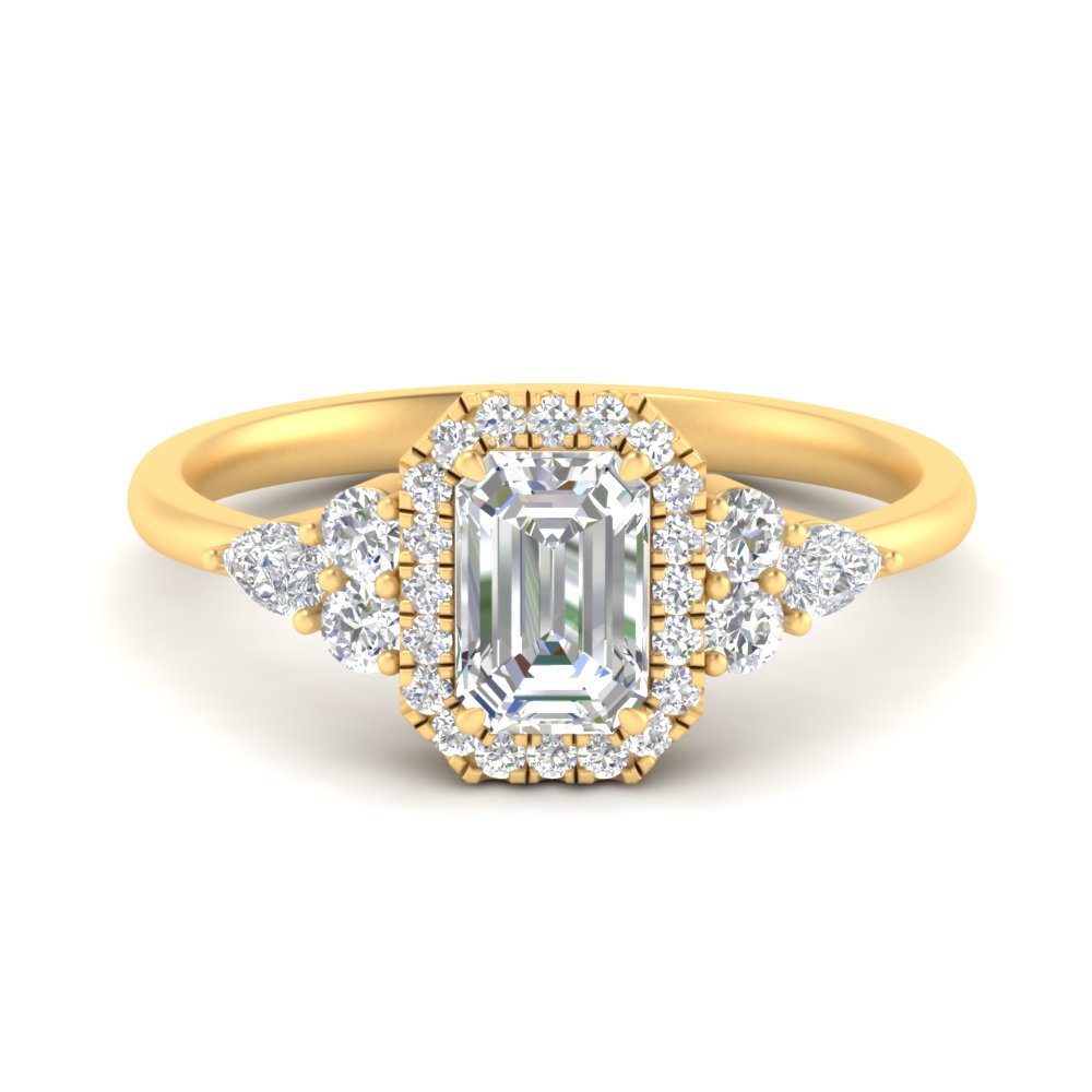 Emerald Cut Diamond Halo Engagement Ring