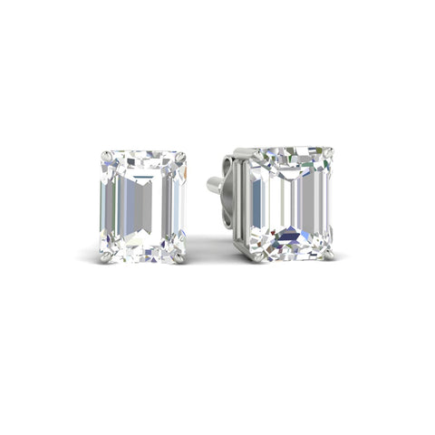 IGI Certified Emerald Cut Diamond Solitaire Stud Earrings