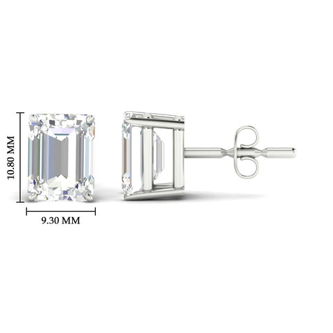 IGI Certified Emerald Cut Diamond Solitaire Stud Earrings