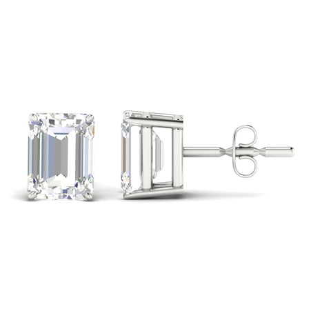 IGI Certified Emerald Cut Diamond Solitaire Stud Earrings