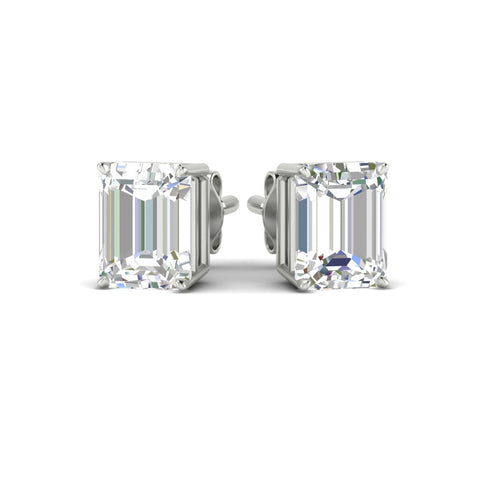 IGI Certified Emerald Cut Diamond Solitaire Stud Earrings