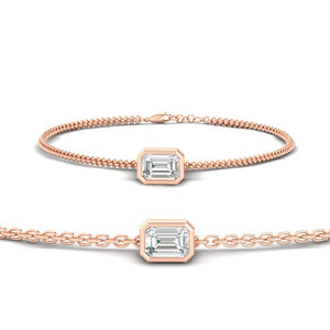1 Carat Bezel Set Emerald Chain Bracelet