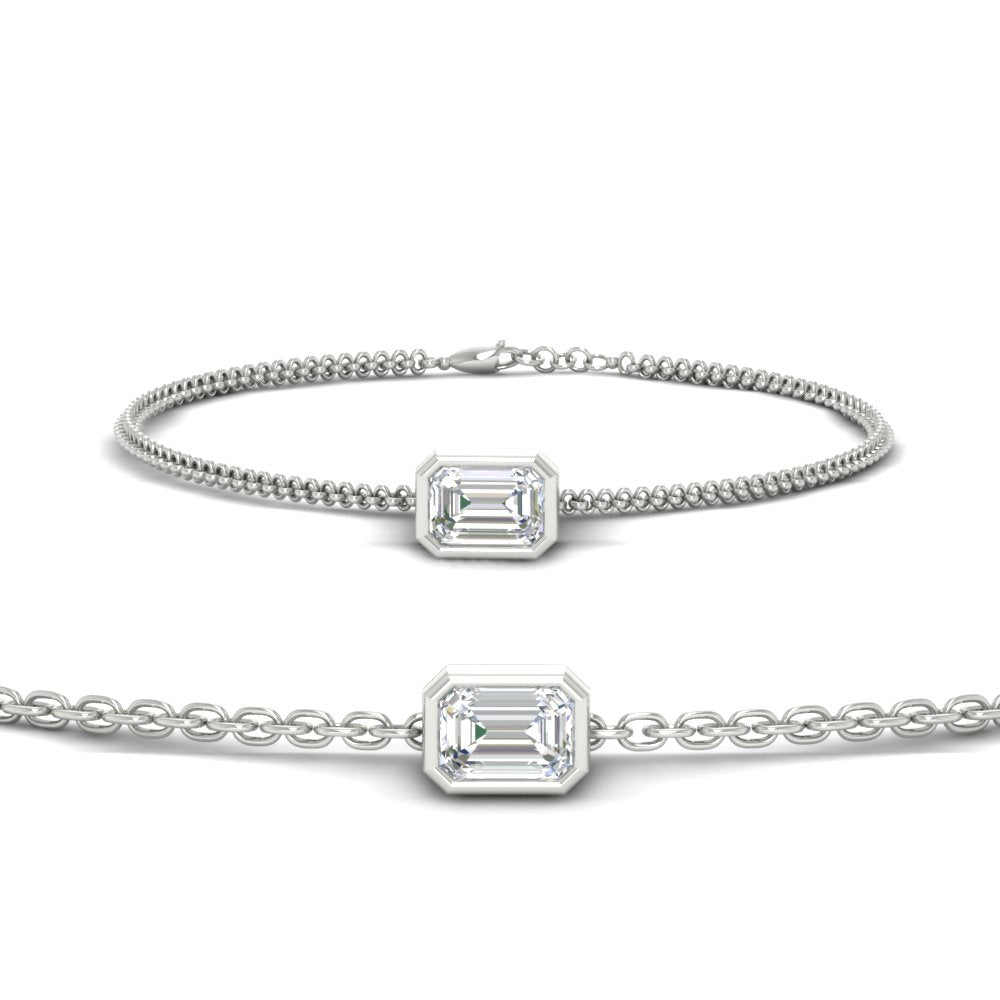 1 Carat Bezel Set Emerald Chain Bracelet