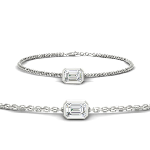1 Carat Bezel Set Emerald Chain Bracelet
