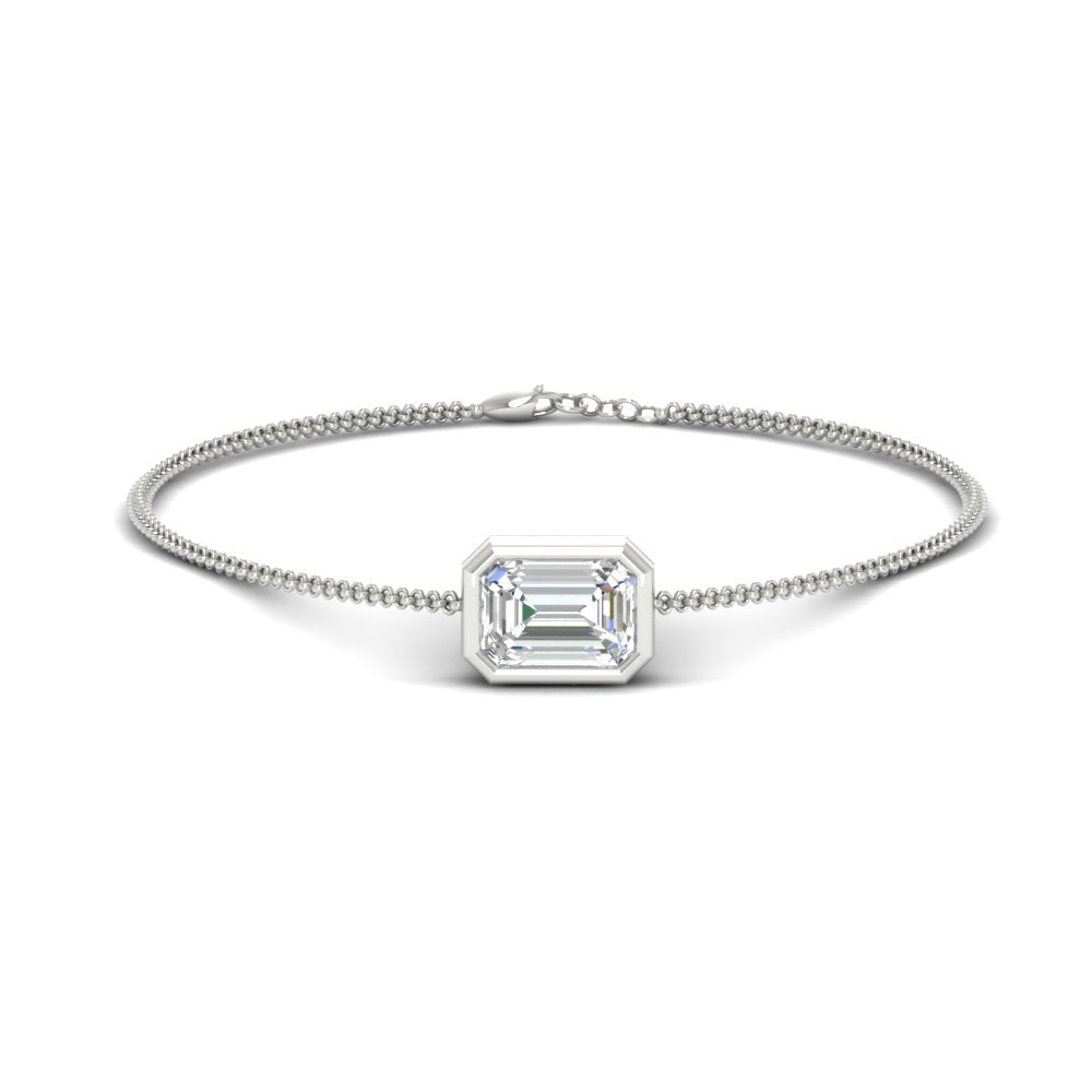 1 Carat Bezel Set Emerald Chain Bracelet