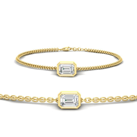 1 Carat Bezel Set Emerald Chain Bracelet