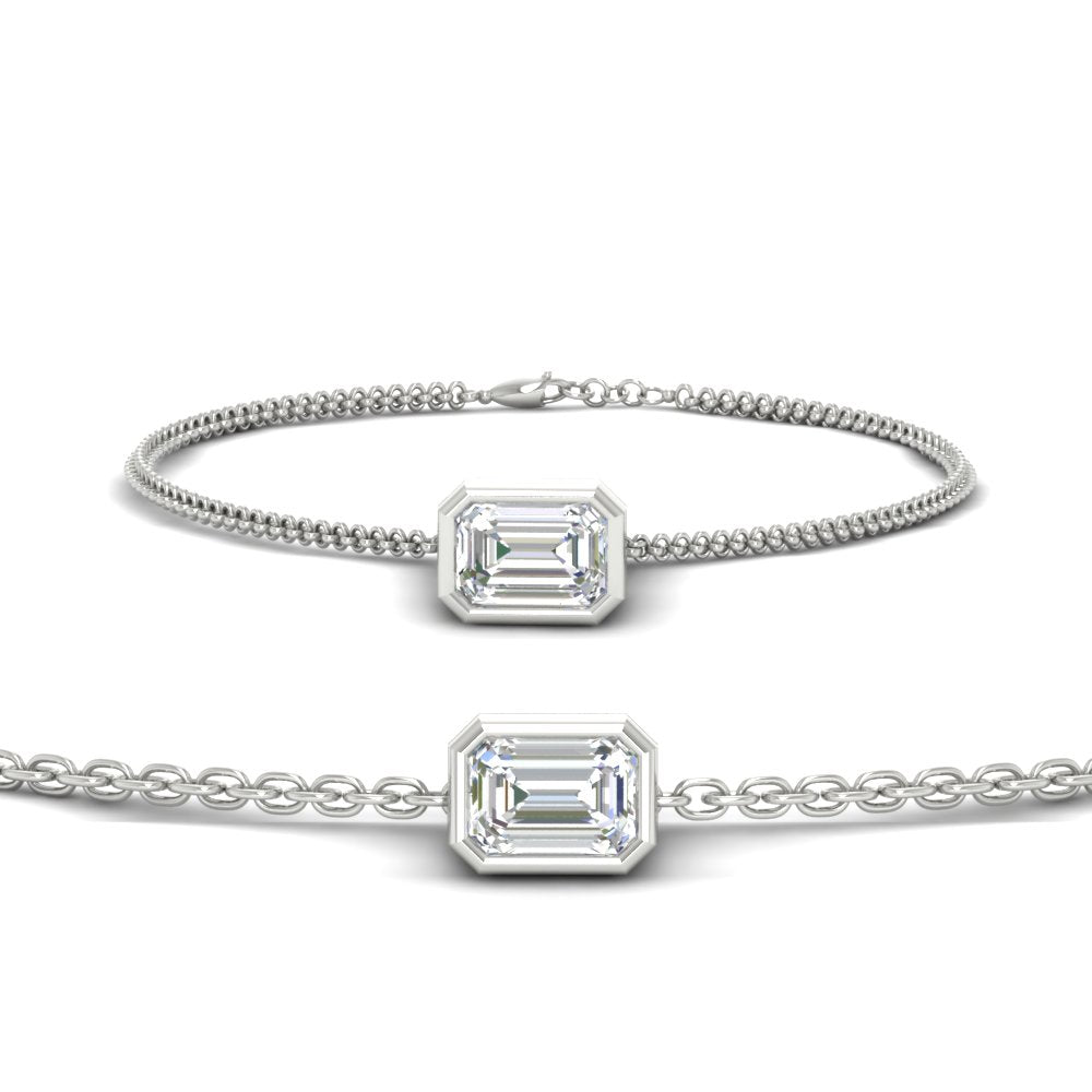 3 Carat Bezel Set Lab Emerald Chain Bracelet