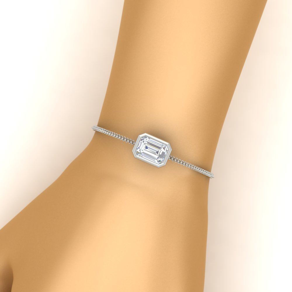3 Carat Bezel Set Lab Emerald Chain Bracelet