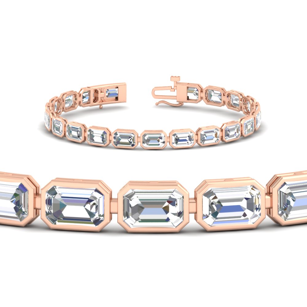 Emerald Cut Diamond Bezel Tennis Bracelet 10.50 Carat