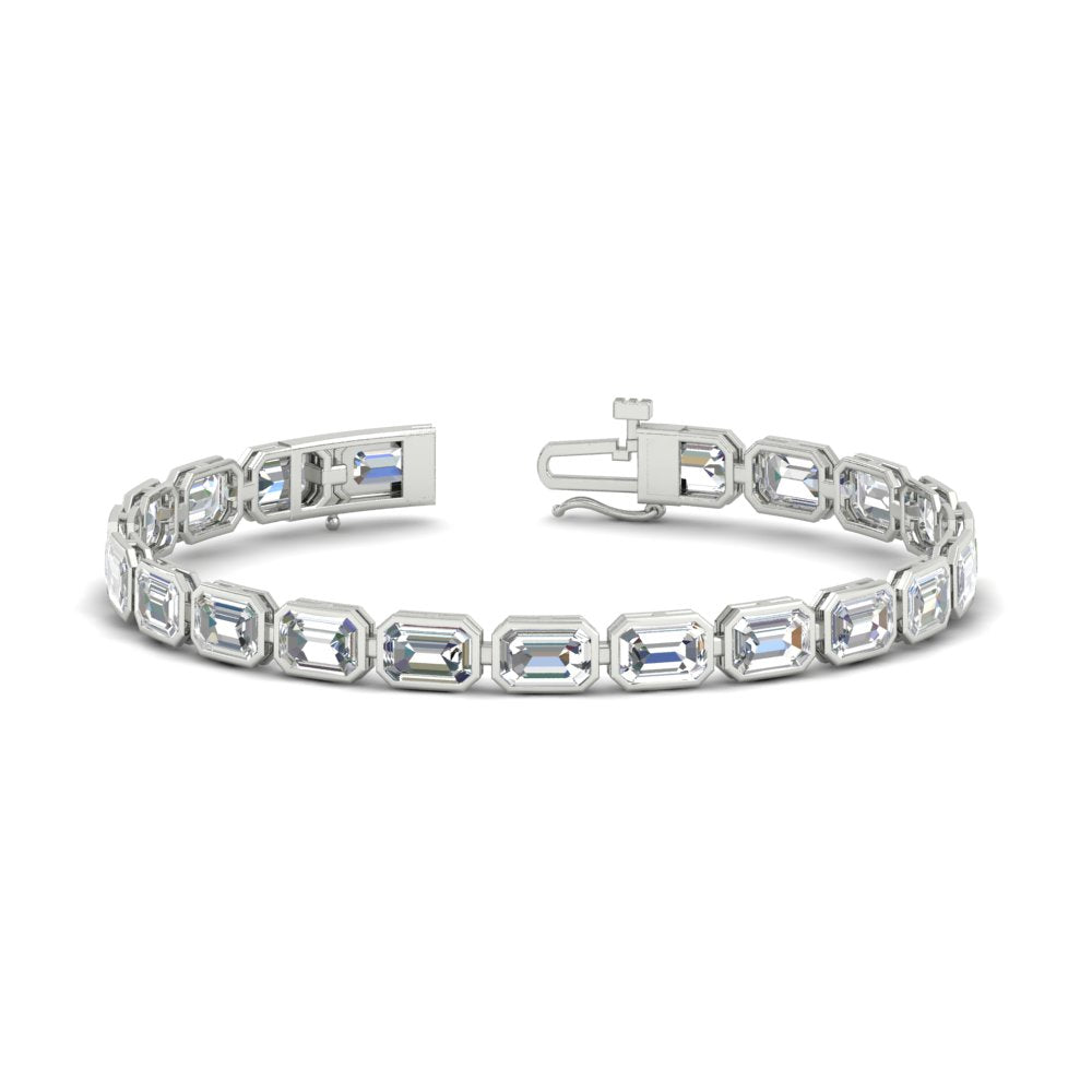 Emerald Cut Diamond Bezel Tennis Bracelet 10.50 Carat