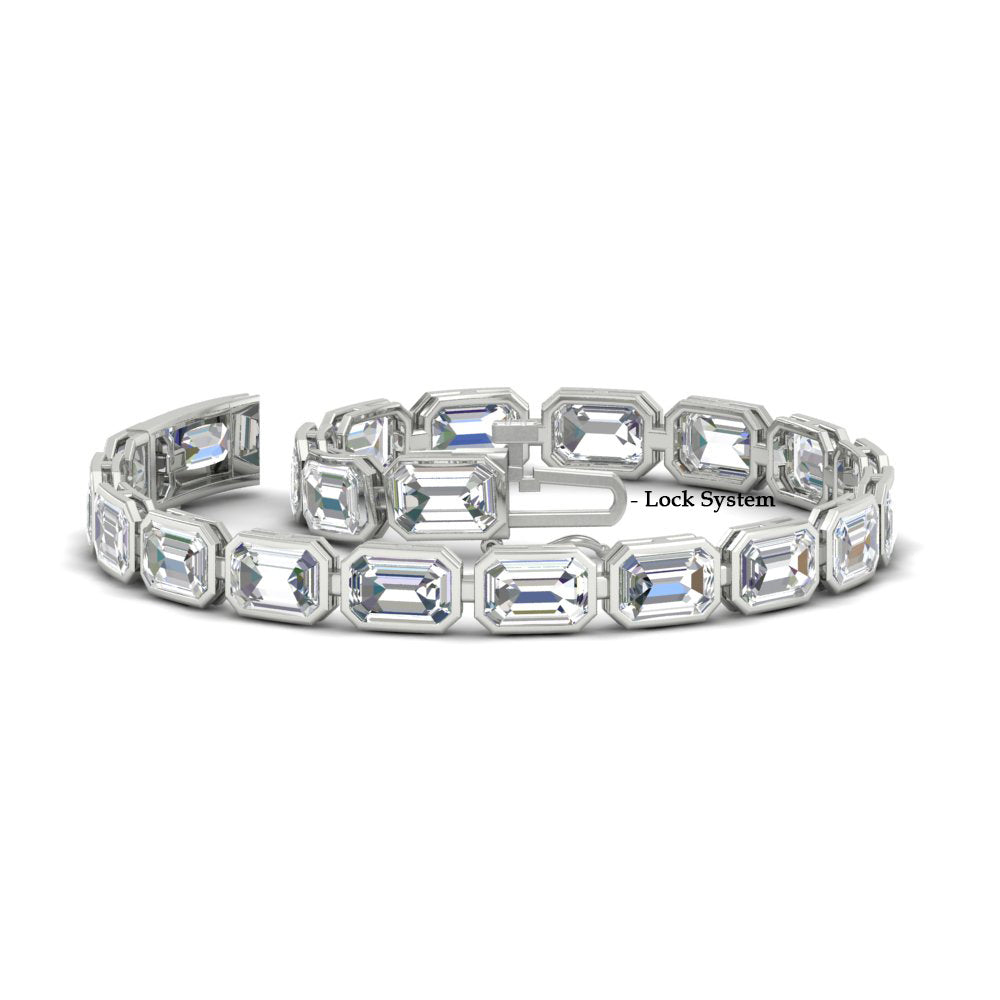 Emerald Cut Diamond Bezel Tennis Bracelet 10.50 Carat