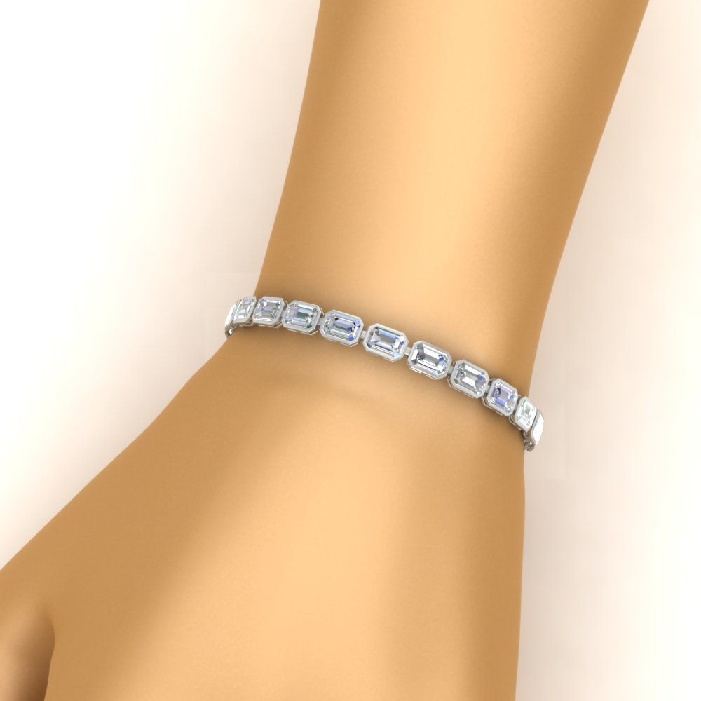 Emerald Cut Diamond Bezel Tennis Bracelet 10.50 Carat
