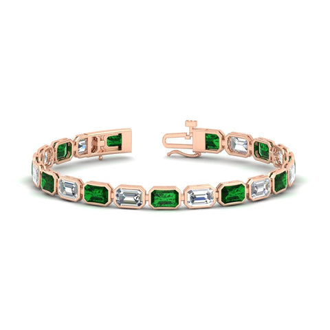 Emerald Cut Diamond Bezel Tennis Bracelet 10.50 Carat