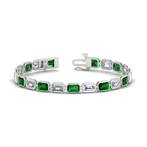 Emerald Cut Diamond Bezel Tennis Bracelet 10.50 Carat