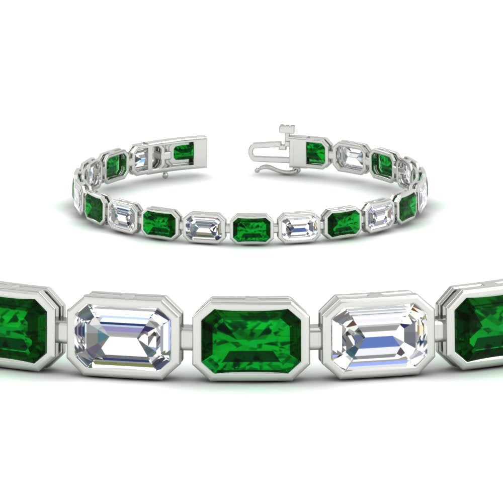 Emerald Cut Diamond Bezel Tennis Bracelet 10.50 Carat
