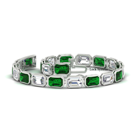 Emerald Cut Diamond Bezel Tennis Bracelet 10.50 Carat