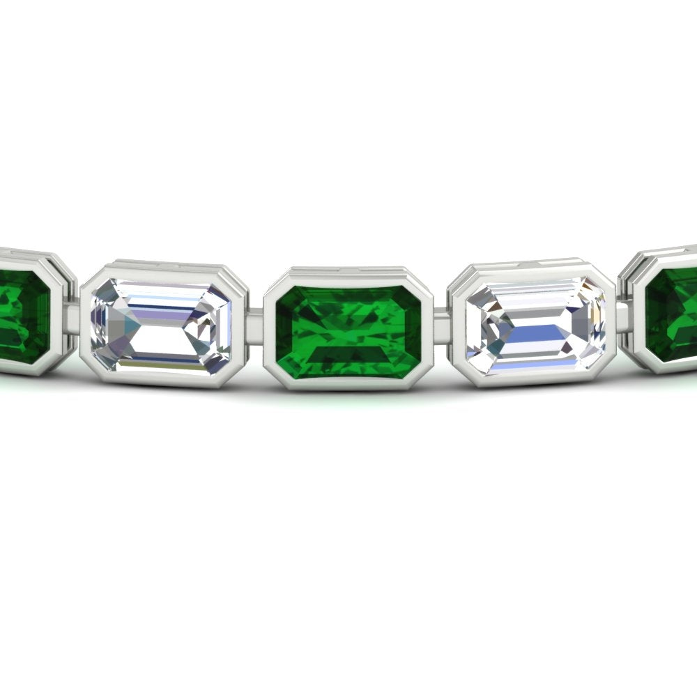 Emerald Cut Diamond Bezel Tennis Bracelet 10.50 Carat