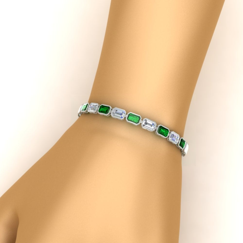Emerald Cut Diamond Bezel Tennis Bracelet 10.50 Carat