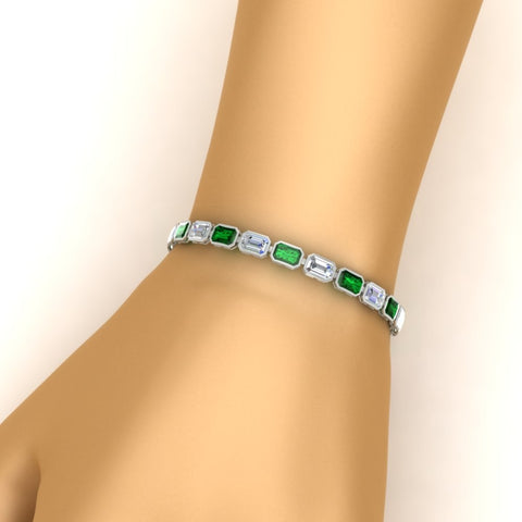 Emerald Cut Diamond Bezel Tennis Bracelet 10.50 Carat