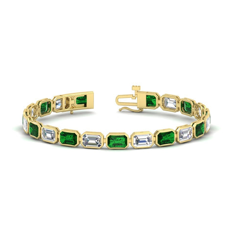 Emerald Cut Diamond Bezel Tennis Bracelet 10.50 Carat