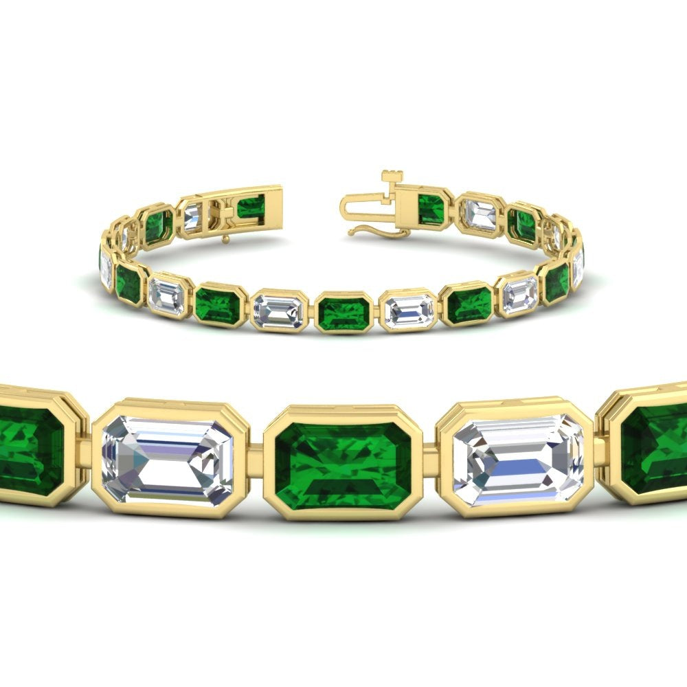 Emerald Cut Diamond Bezel Tennis Bracelet 10.50 Carat