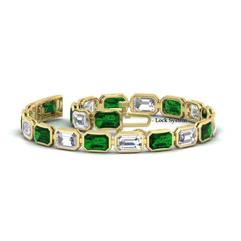 Emerald Cut Diamond Bezel Tennis Bracelet 10.50 Carat