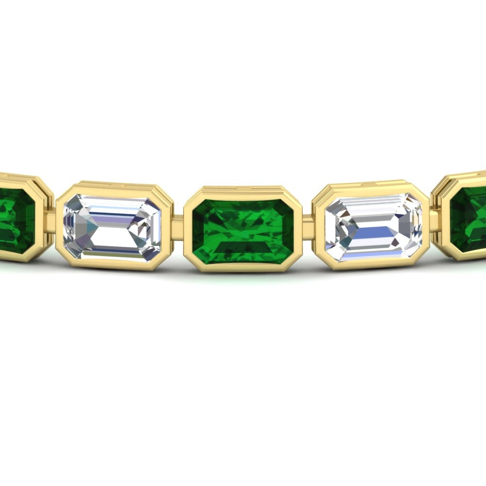 Emerald Cut Diamond Bezel Tennis Bracelet 10.50 Carat