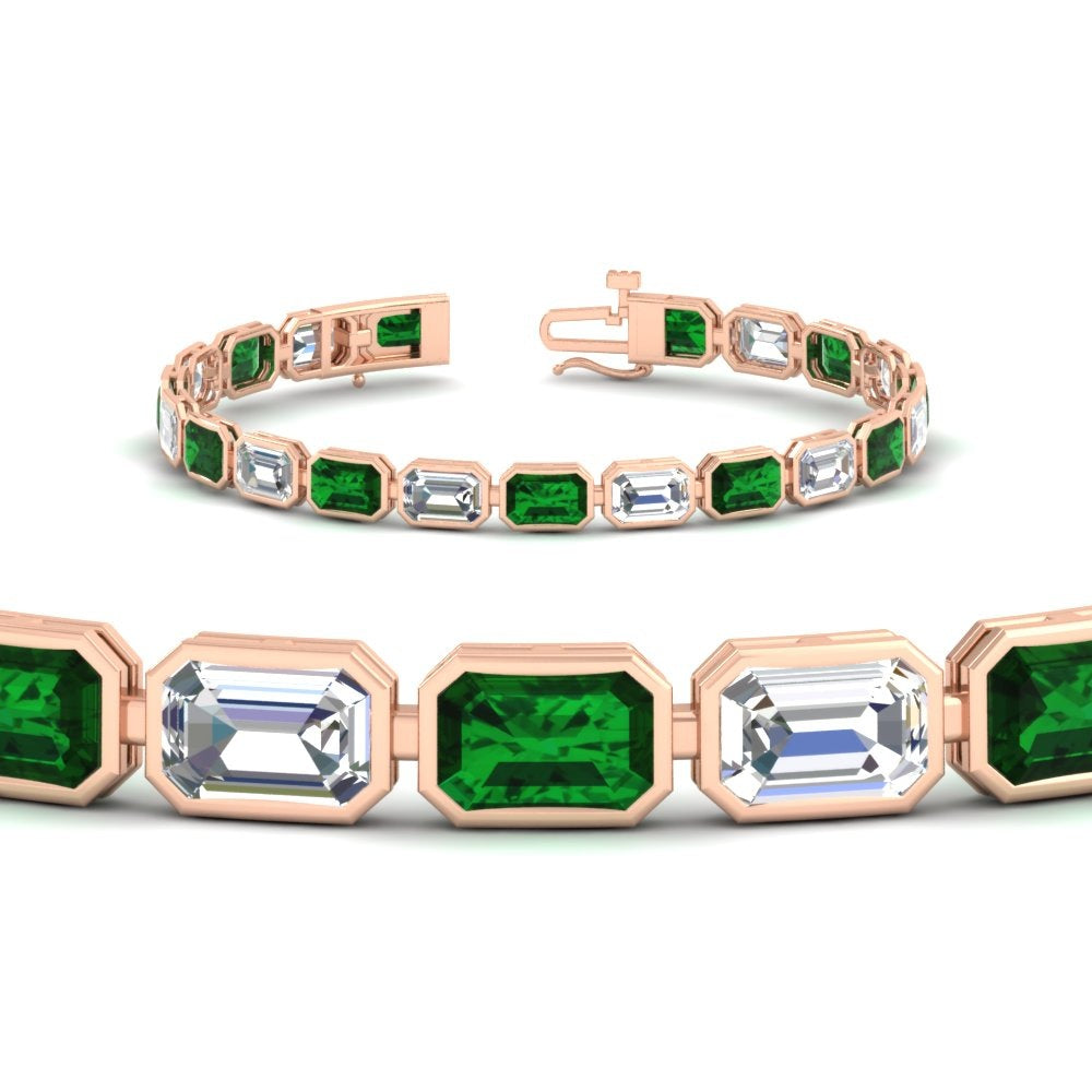 Emerald Cut Diamond Bezel Tennis Bracelet 10.50 Carat