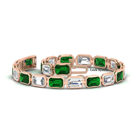 Emerald Cut Diamond Bezel Tennis Bracelet 10.50 Carat