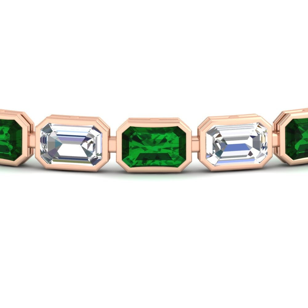 Emerald Cut Diamond Bezel Tennis Bracelet 10.50 Carat