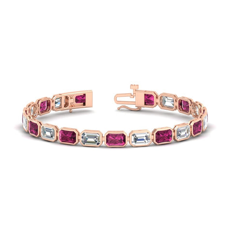 Emerald Cut Diamond Bezel Tennis Bracelet 10.50 Carat