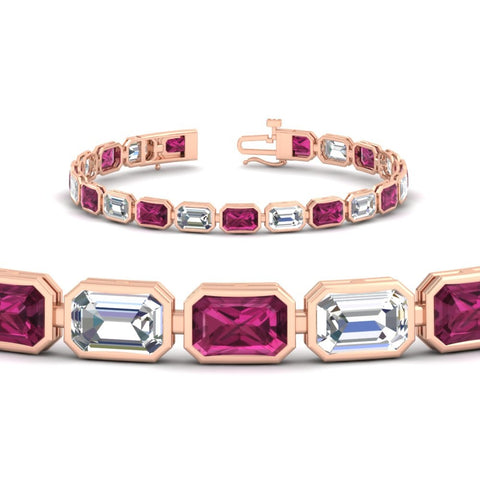 Emerald Cut Diamond Bezel Tennis Bracelet 10.50 Carat