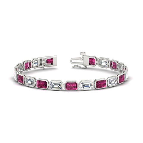 Emerald Cut Diamond Bezel Tennis Bracelet 10.50 Carat