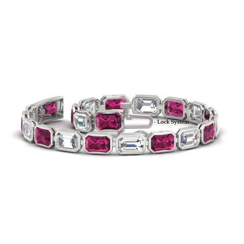 Emerald Cut Diamond Bezel Tennis Bracelet 10.50 Carat