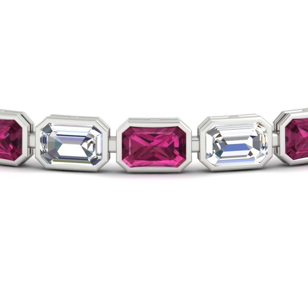 Emerald Cut Diamond Bezel Tennis Bracelet 10.50 Carat