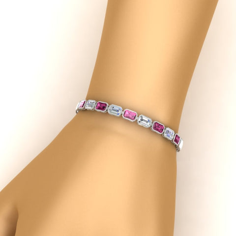 Emerald Cut Diamond Bezel Tennis Bracelet 10.50 Carat