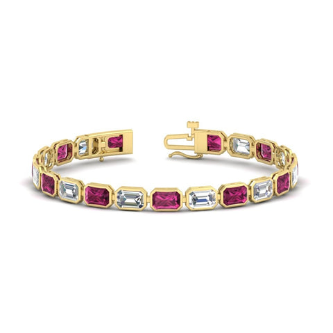 Emerald Cut Diamond Bezel Tennis Bracelet 10.50 Carat
