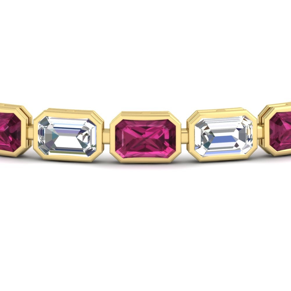 Emerald Cut Diamond Bezel Tennis Bracelet 10.50 Carat