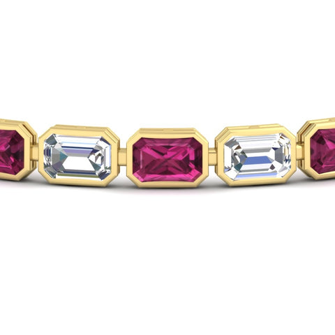 Emerald Cut Diamond Bezel Tennis Bracelet 10.50 Carat